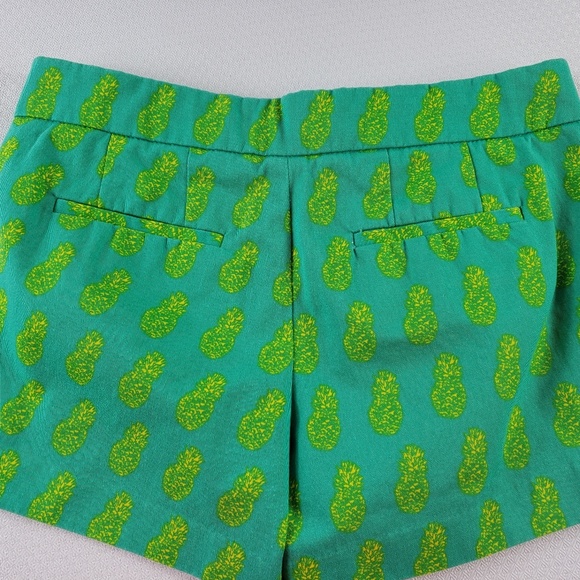 J Crew Shorts size 00 flat front shorts pineapples 3" Colorful green preppy - Picture 5 of 8